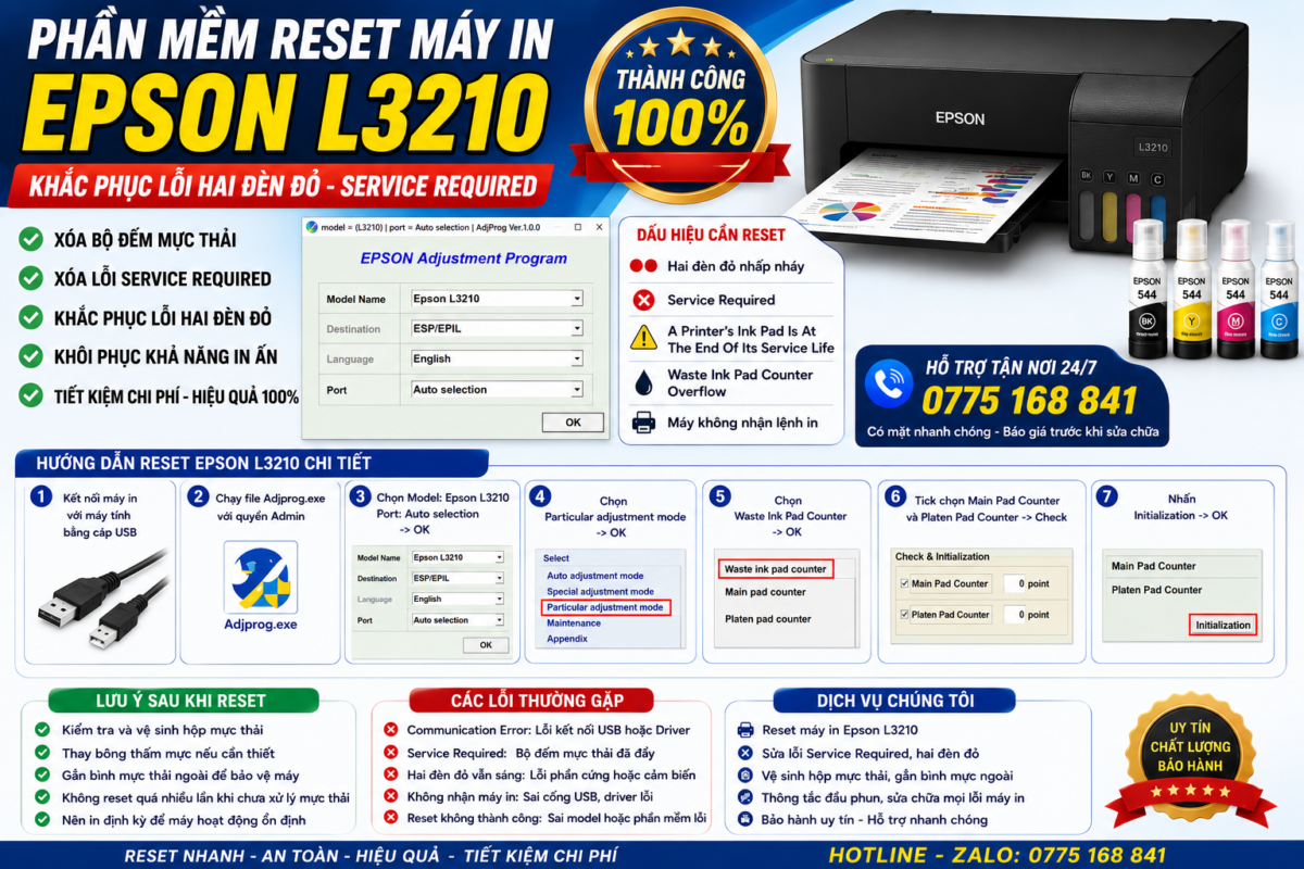 Phần mềm reset máy in epson L3210