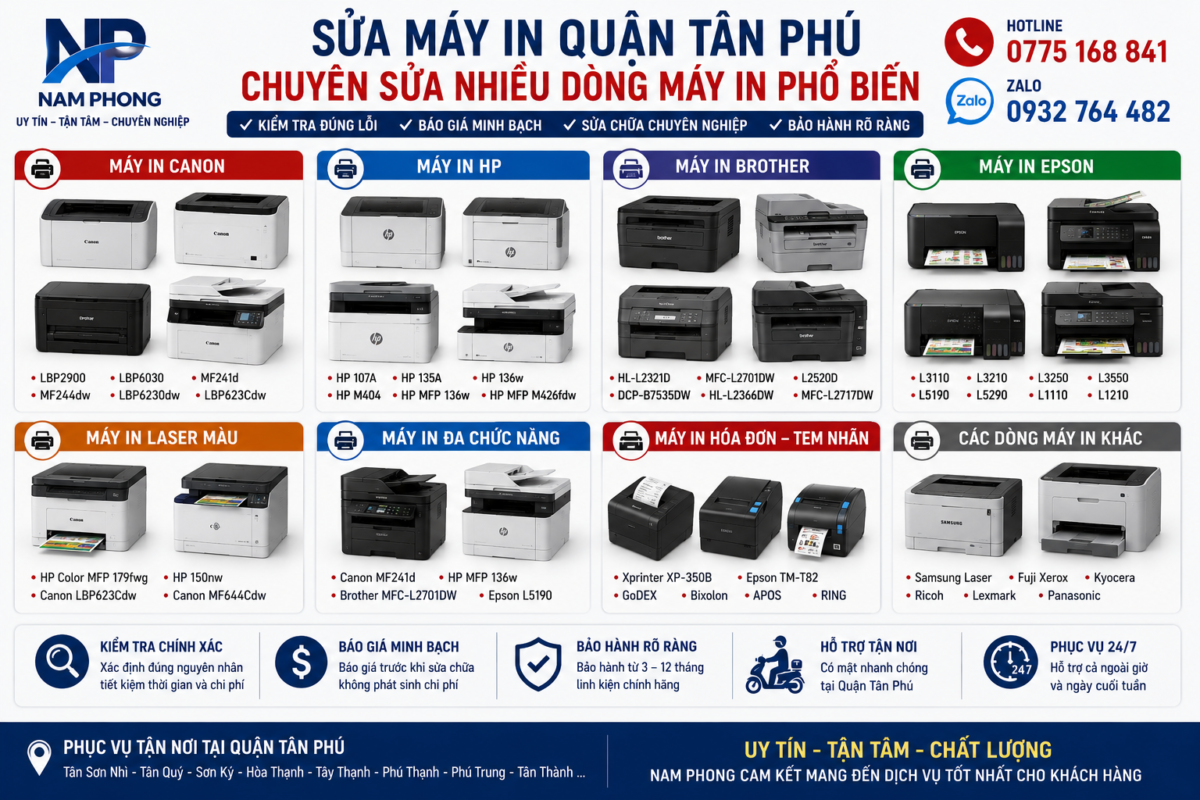 những dòng máy in thường sửa tại quận tân phú
