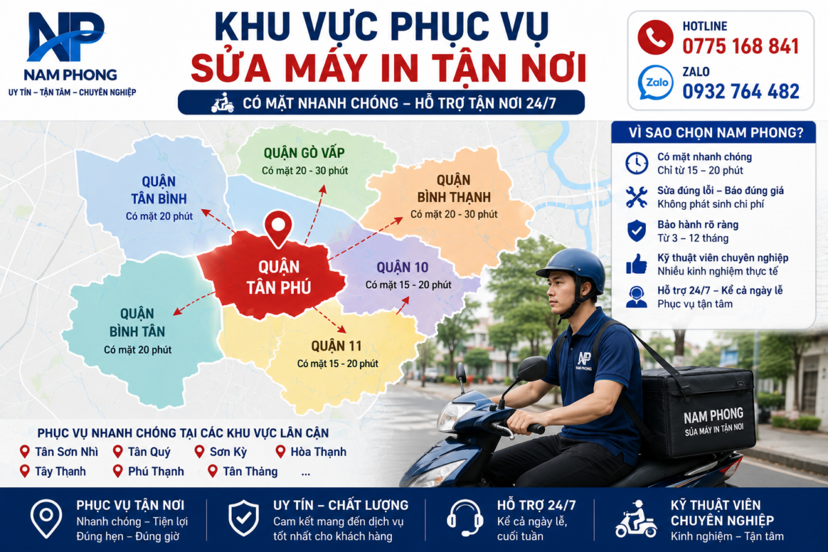 khu vực phục vụ gần quận tân phú