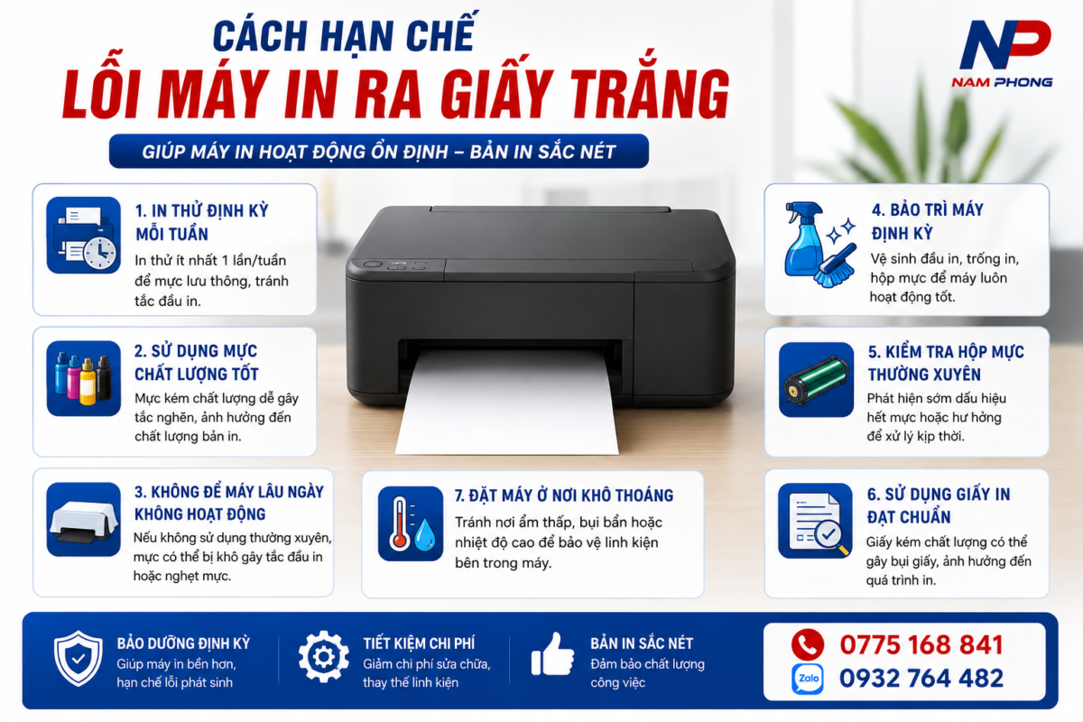 cách hạn chế lỗi máy in ra giấy trắng