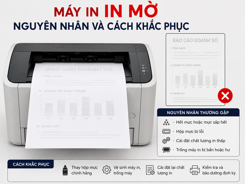 máy in bị mờ