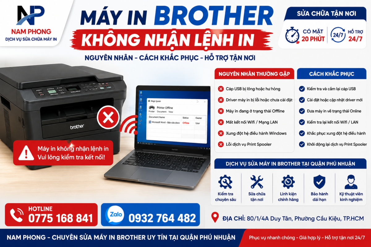 sửa máy in brother không nhận lệnh in quận phú nhuận