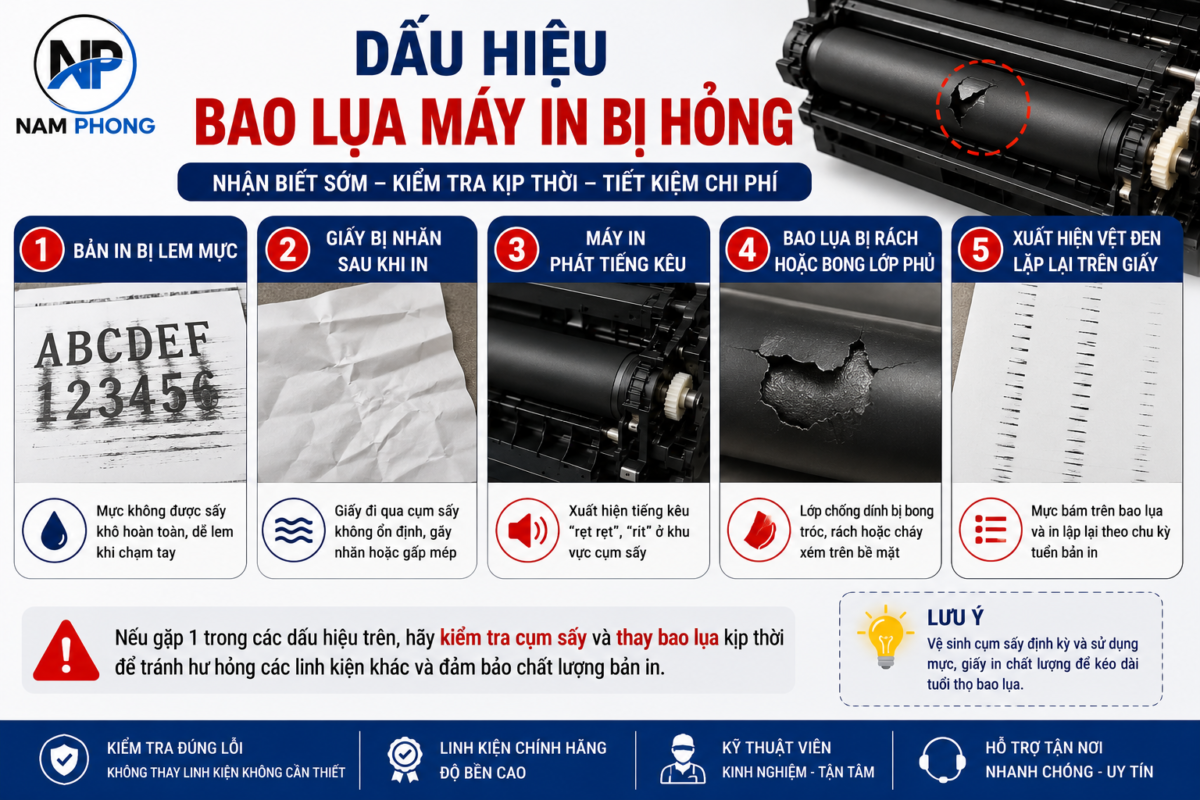 dầu hiệu bao lụa máy in bị hỏng