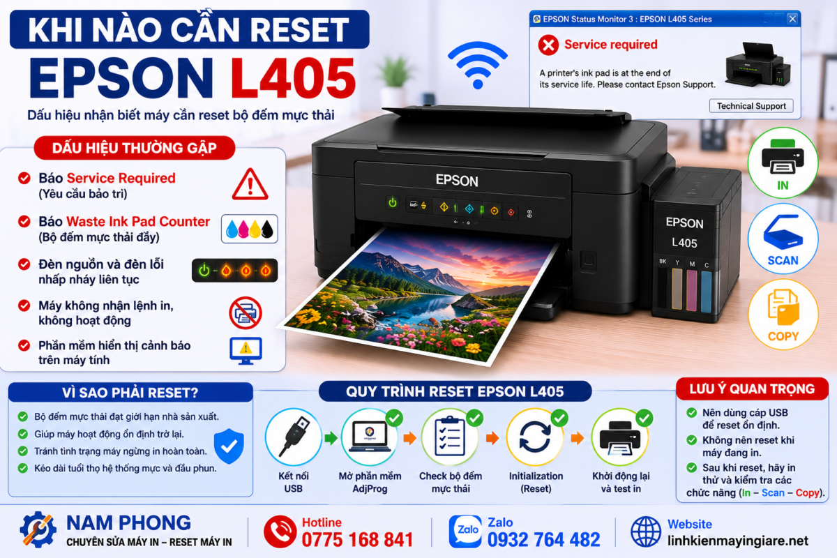 Khi nào cần reset máy in epson l405