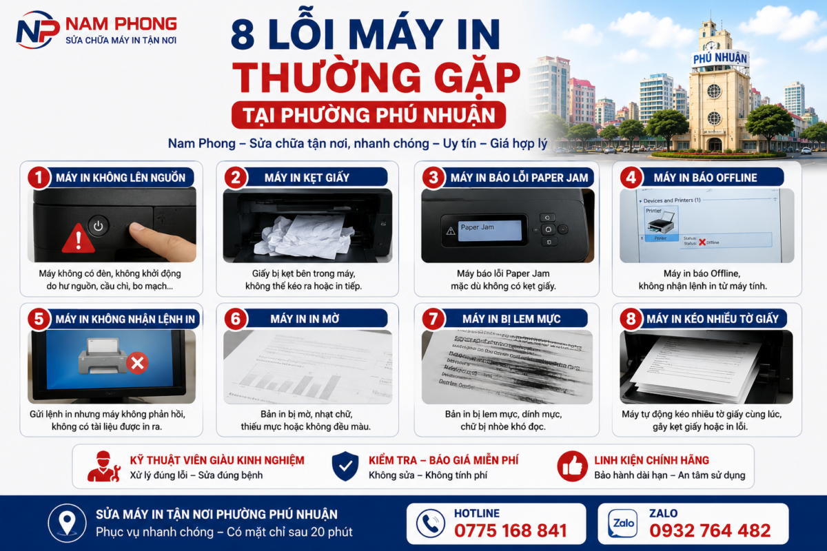Những Lỗi Máy In Thường Gặp Tại Phường Phú Nhuận